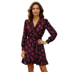 Ralph Lauren Women Size 16 Floral Ruffle Trim Jersey Dress